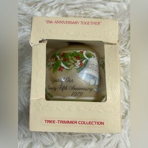 Hallmark 25th Anniversary Ornament with Bell and Holly Design